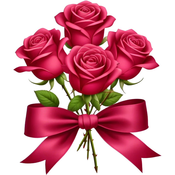 Roses in Persian red color tied with silk aesthetic ribbon of powder raspberry color in glamour vintage theme emoji