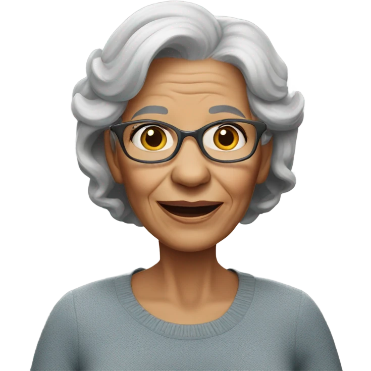 realistic portrait of a 66 year old woman with gray hair emoji