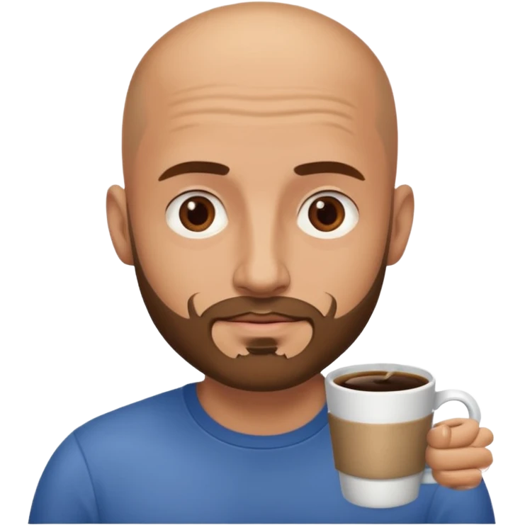 men with coffee no hair, a little beard and no wrinkles emoji