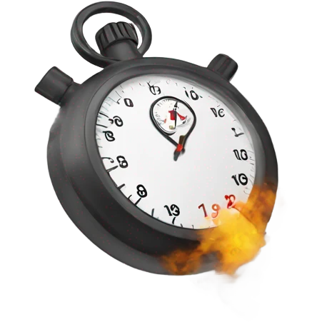 a stopwatch shaking with smoke around it emoji