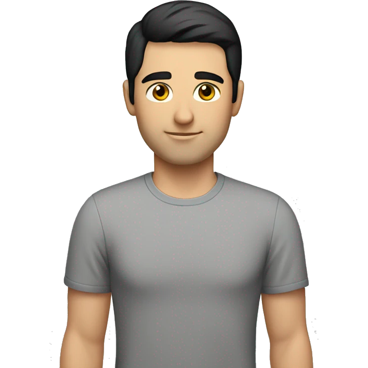A 30 year old, caucasian man, with short black hair,   wearing a tshirt. emoji