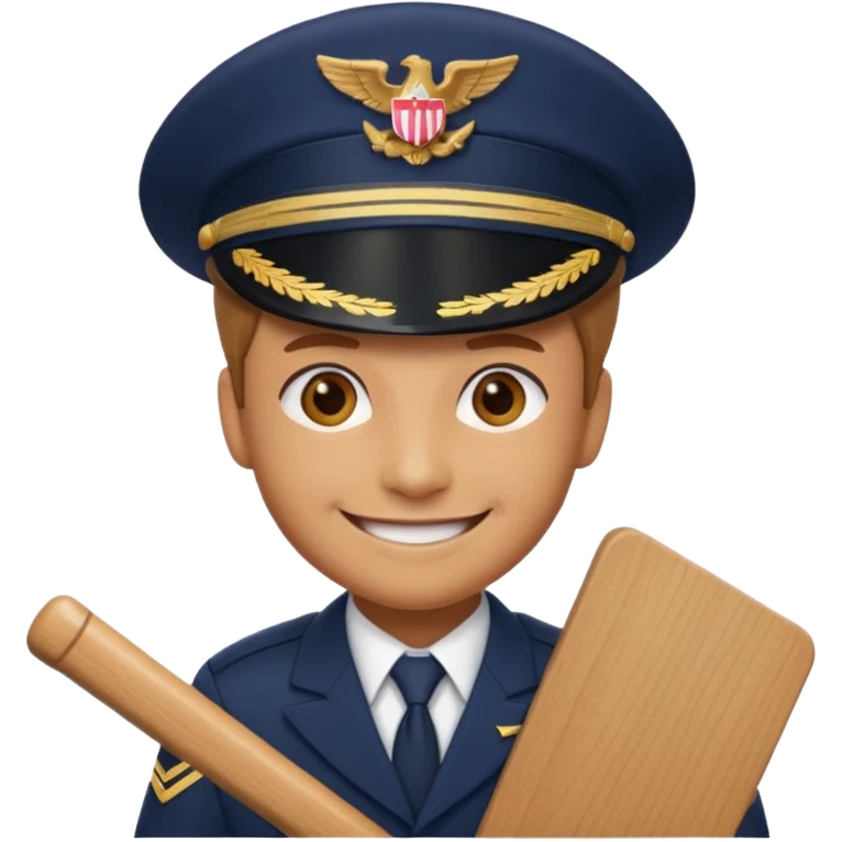 Slack-style emoji of a pilot wearing a navy captain hat holding a board with the text "WIP" on it emoji