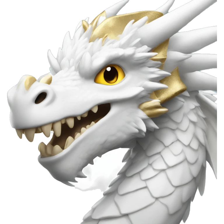 White Dragon with white feathers and gold eyes emoji