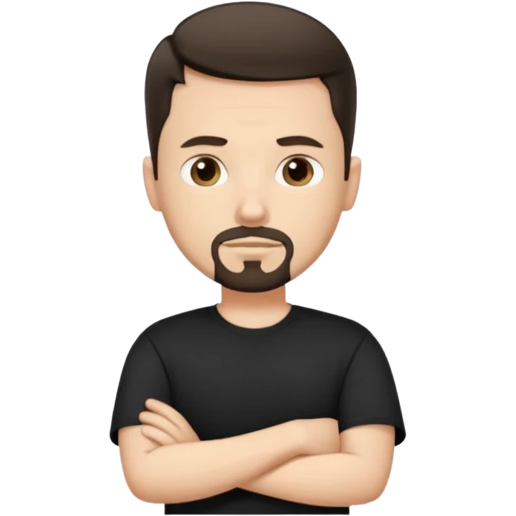 White man with short dark hair and goatee and neutral expression with his arms folded emoji