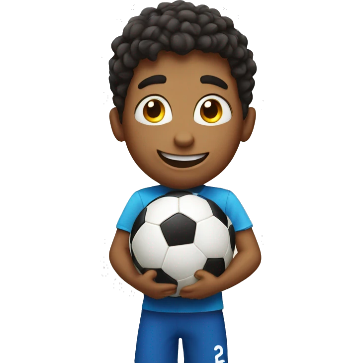 A goofy kid with a soccer ball emoji