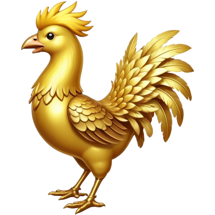 Golden chocobo from Final Fantasy, majestic bird with shimmering gold feathers emoji