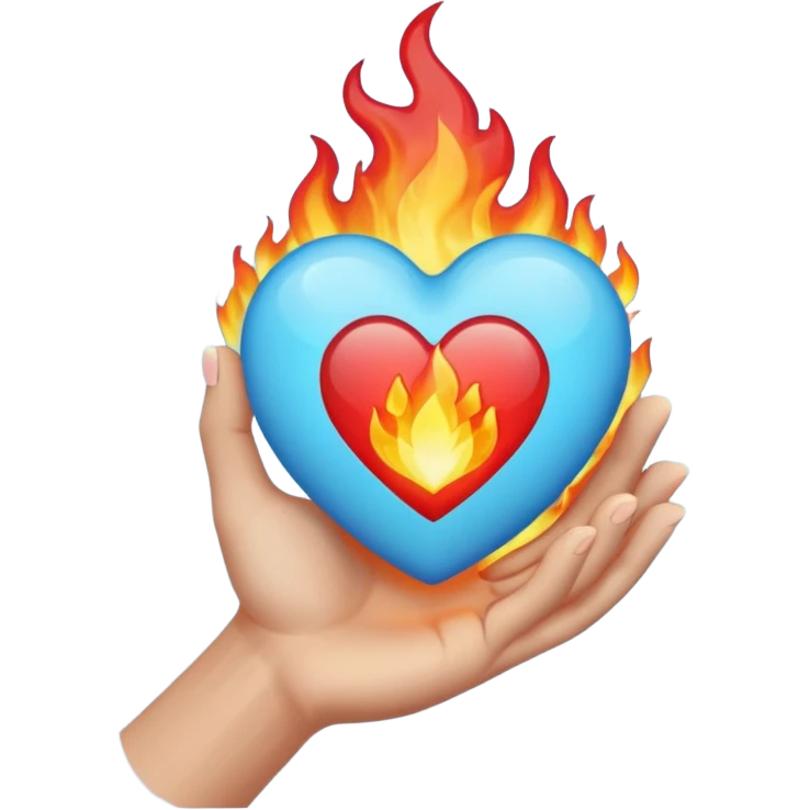 Light Blue heart with fire hand emoji