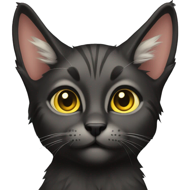 Pointed black ears like lynx sleek black furred cat full body yellow eyes  emoji
