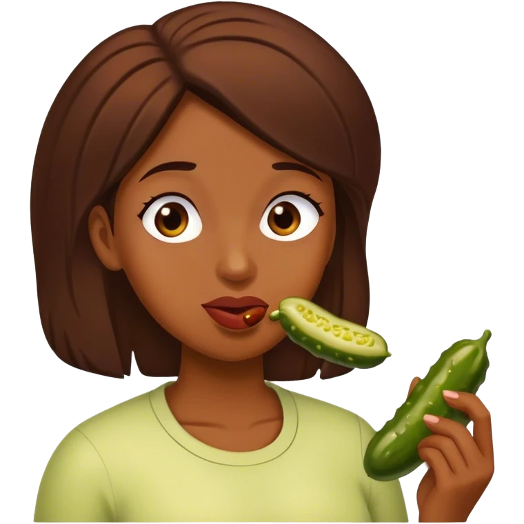 Women eating a pickle emoji