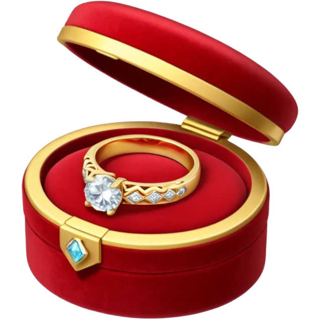 diamond jewelry ring in a red jewelry box emoji