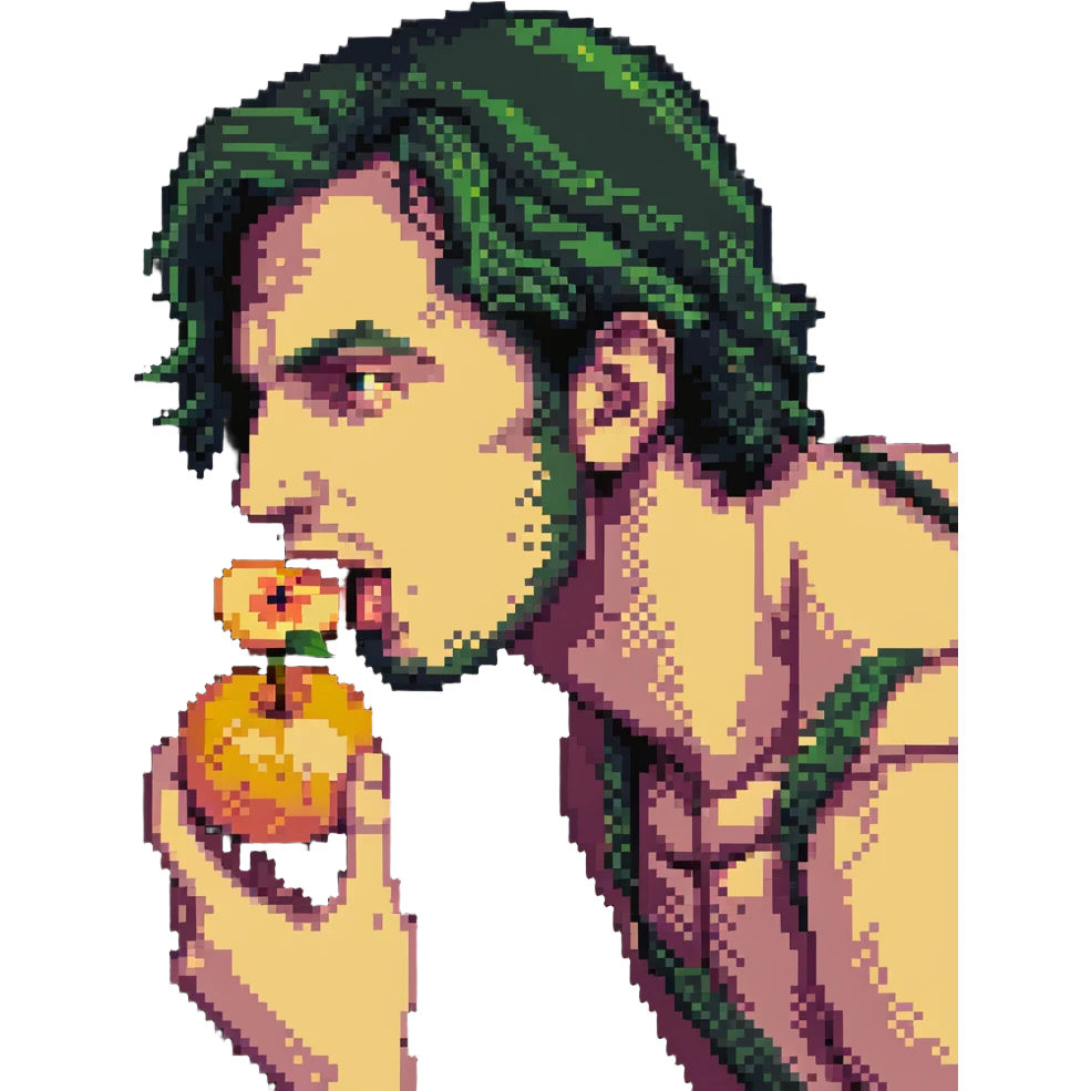 a man ferally eating a peach emoji