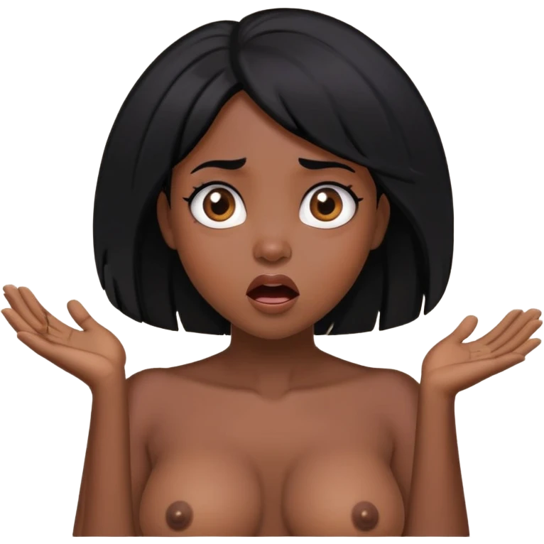 Nude black big tits girl black hair surprised  emoji