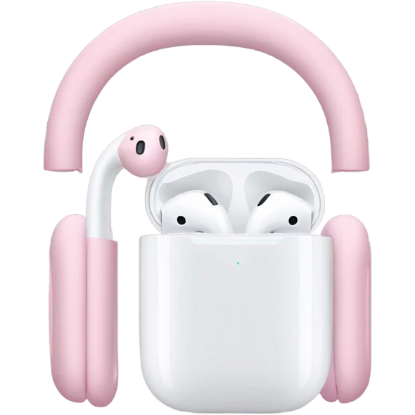 Airpods max with Two light pink bows were tied on either side of the headset emoji