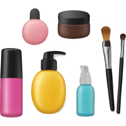 cosmetic bag with cosmetics sticking out emoji