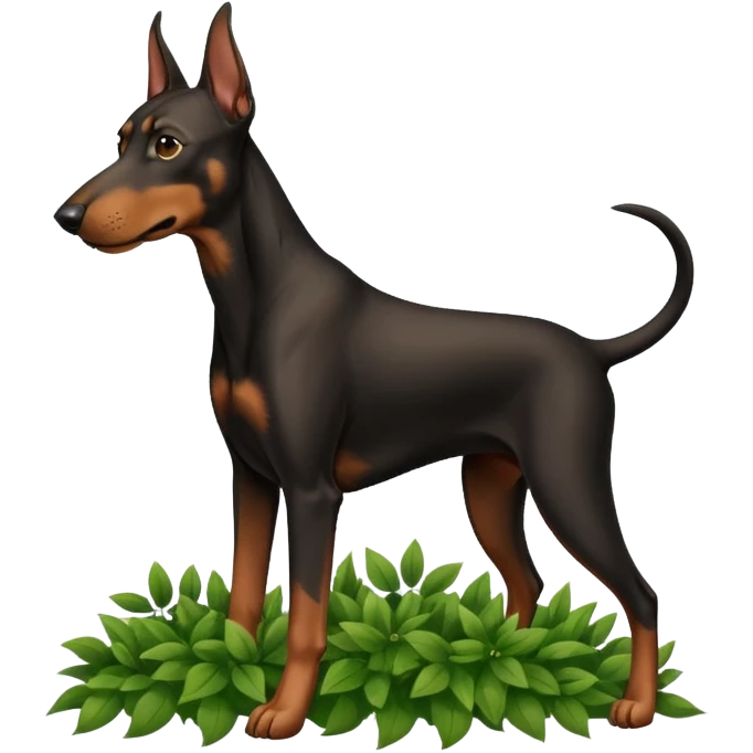 Doberman peeing on bush emoji