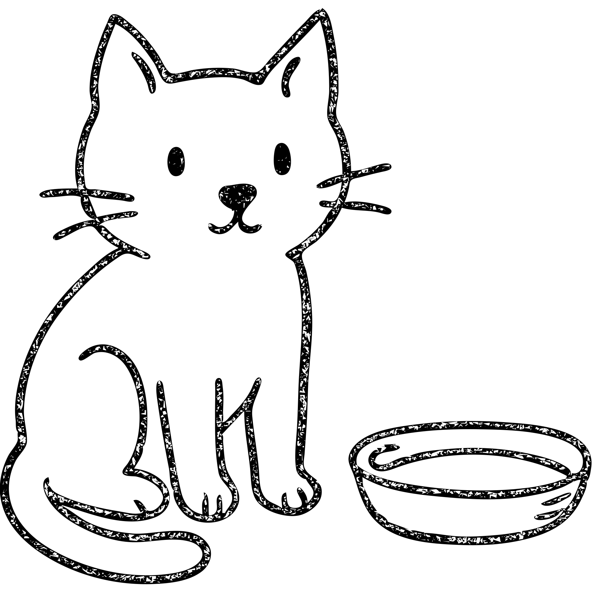 hand drawn outlined icon of a cat with a saucer of milk emoji