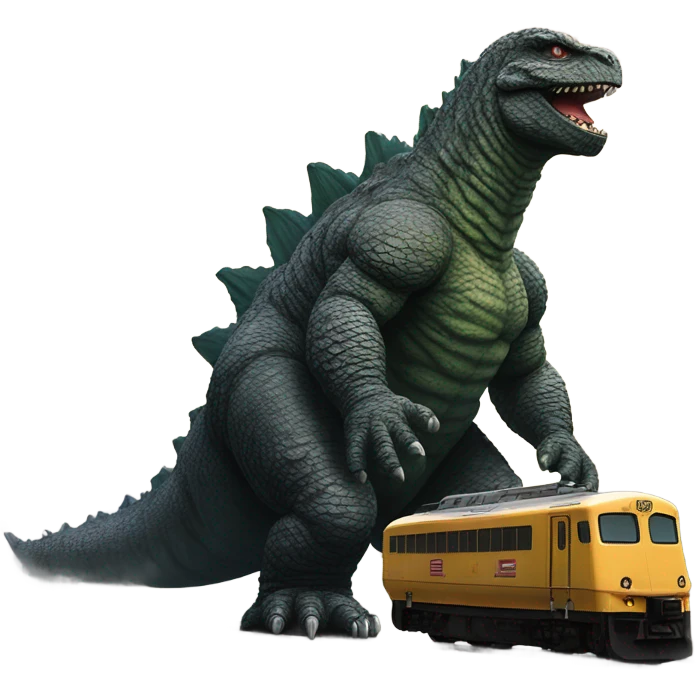 Godzilla with train car emoji