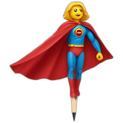 superhero pencil with a cape in spain colors emoji