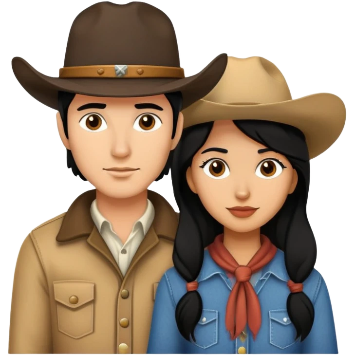 Couple Cowboy black hair emoji