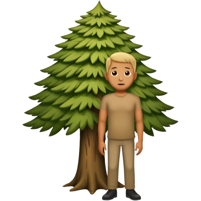A large german man hiding behind a skinny tree emoji