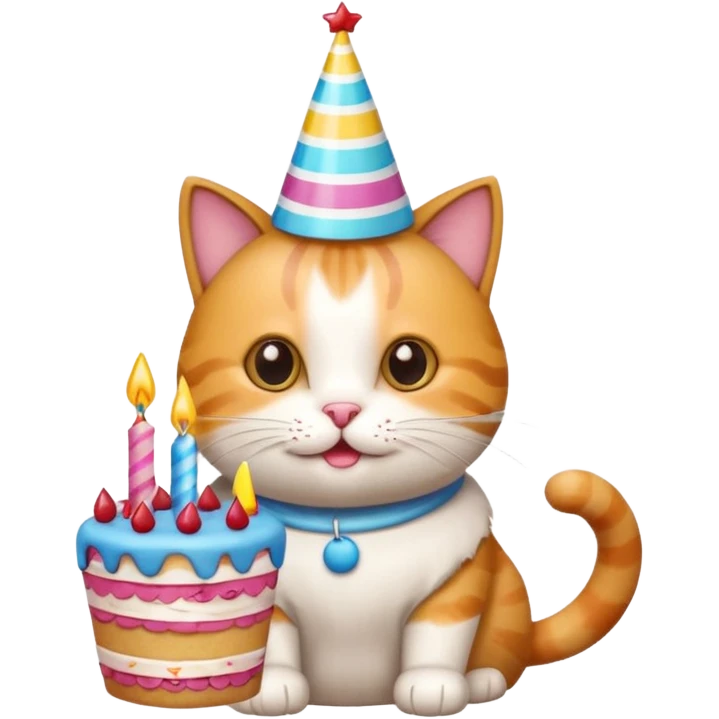 Happy cat with birthday  emoji