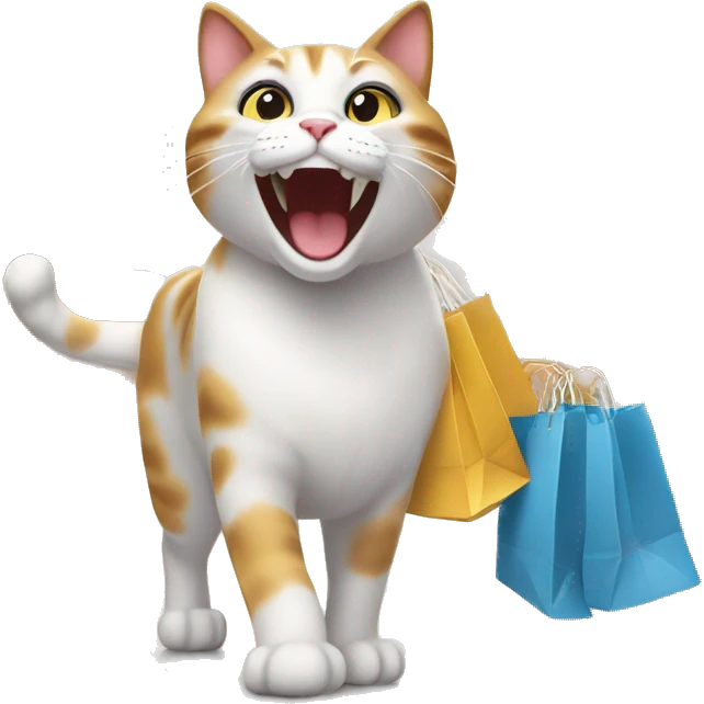 happy cat on a shopping spree emoji