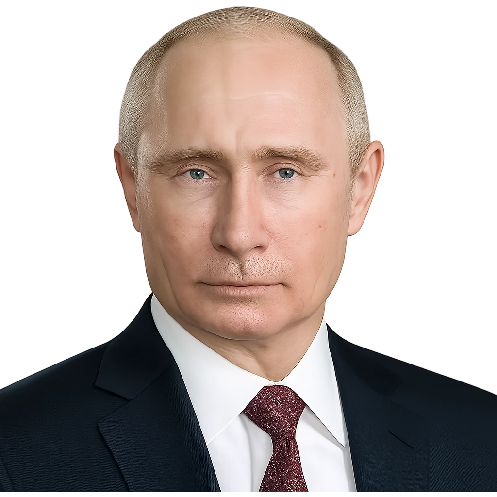 Vladimir Putin, as realistic as possible, high-resolution, lifelike facial features and skin, round face, minimal emoji influence, plain background emoji