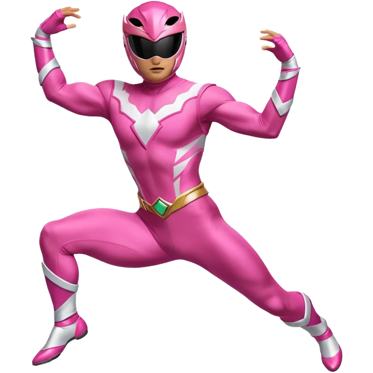 Pink Power Ranger leaping or spinning in a dramatic dance move emoji