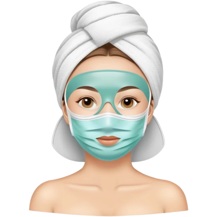 Lady with face mask spa beauty full face relaxing emoji