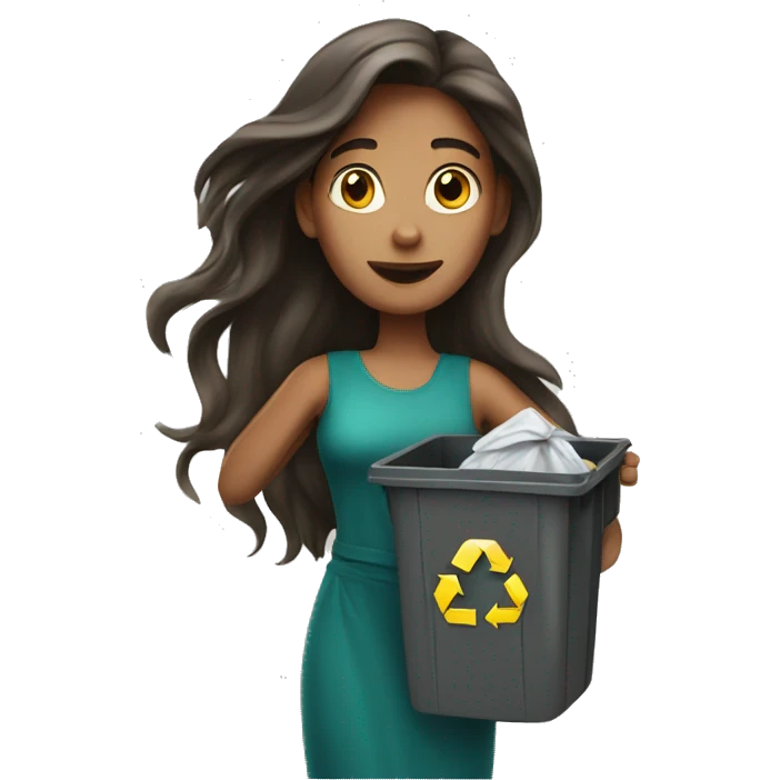 Beautiful long haired woman taking out the trash emoji