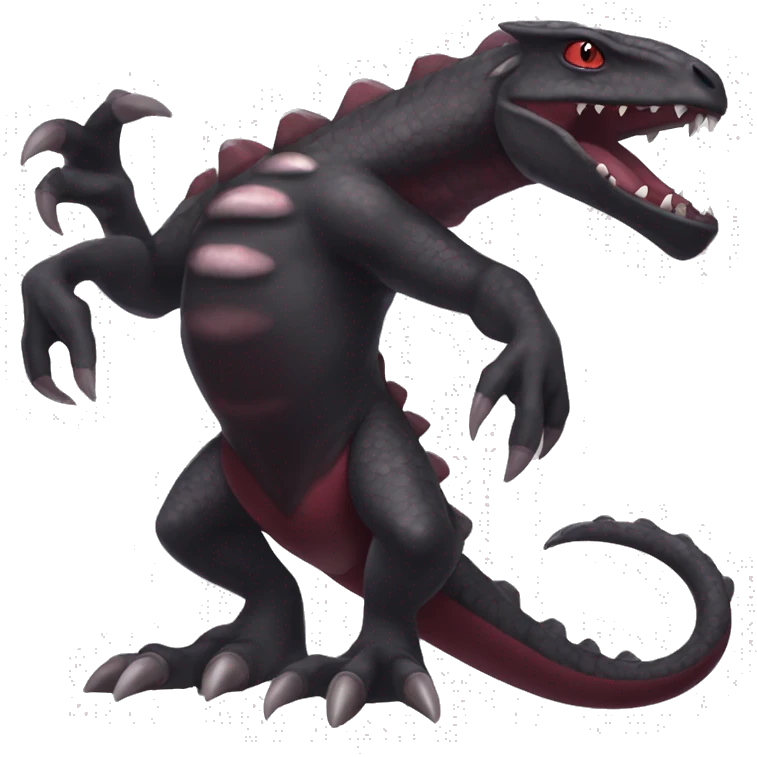 cool edgy black and maroon Dark-type nargacuga Salazzle  Salandite reptile Pokémon full body emoji