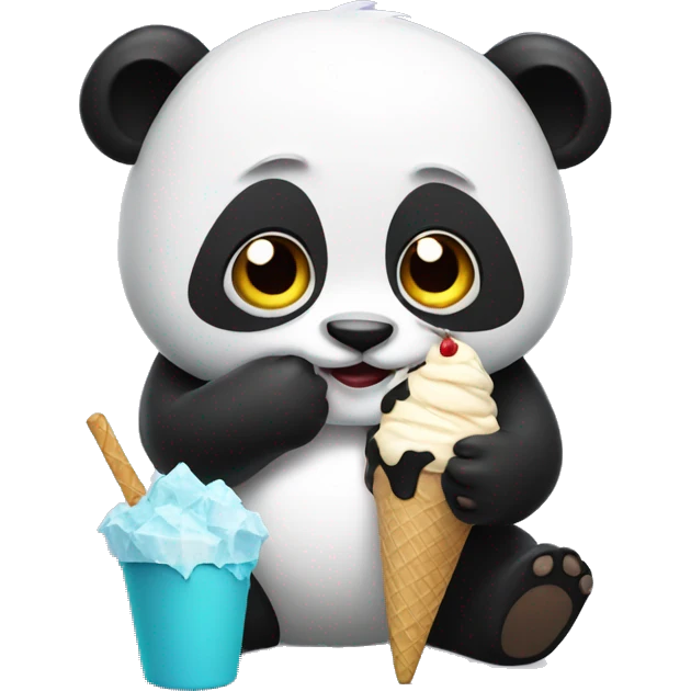 Panda eating ice cream emoji