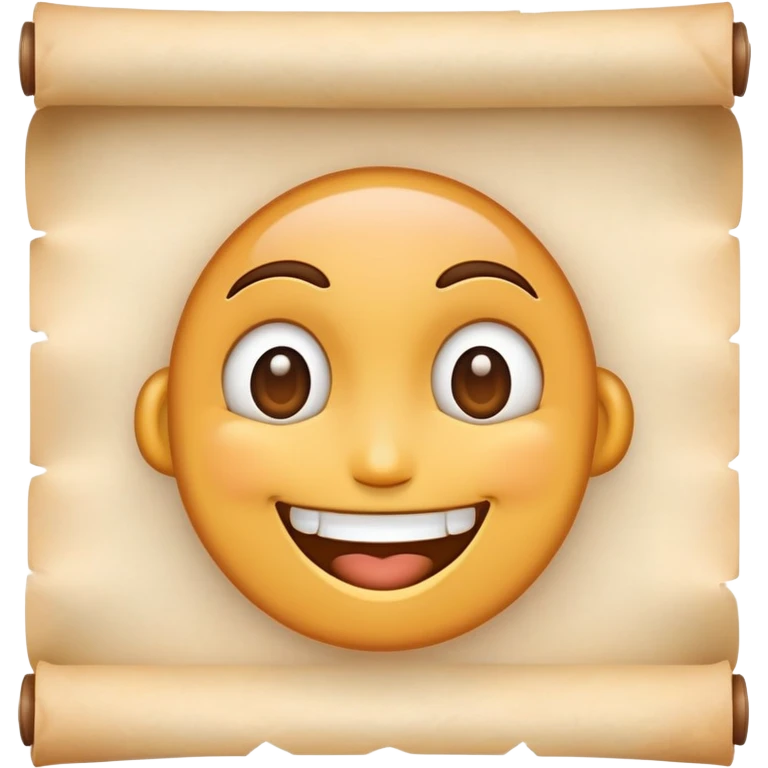 smiling emoji face with a parchment scroll held in teeth, anime-inspired emoji