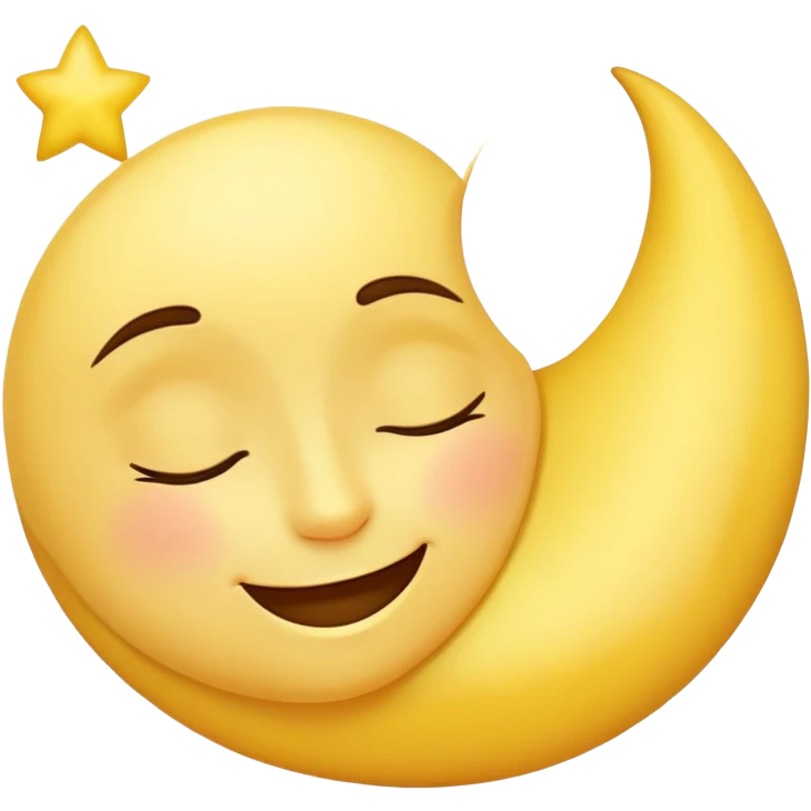 A crescent moon with a sleepy, peaceful face emoji