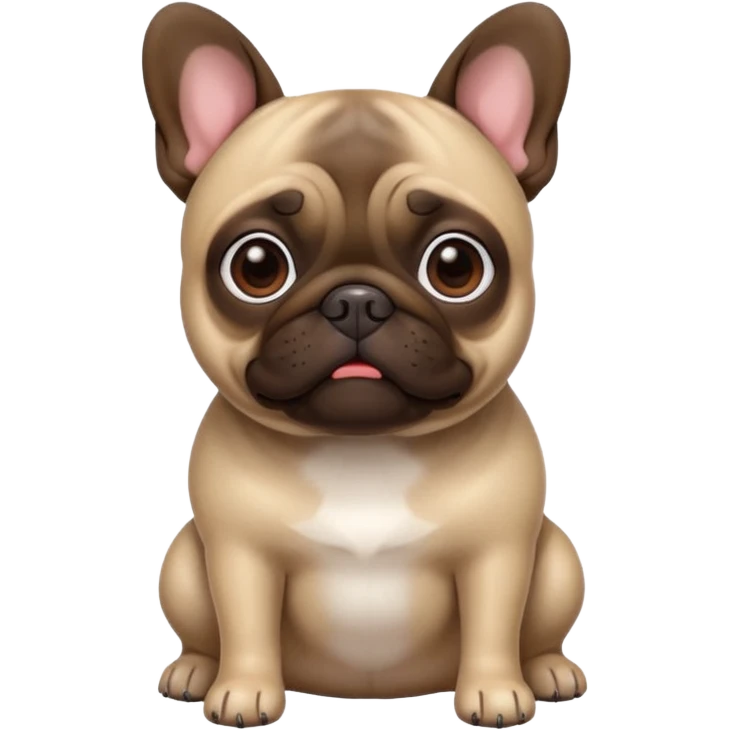 Dark Brown (pug crossed with french bulldog) dog I'd like a 3D emoji emoji