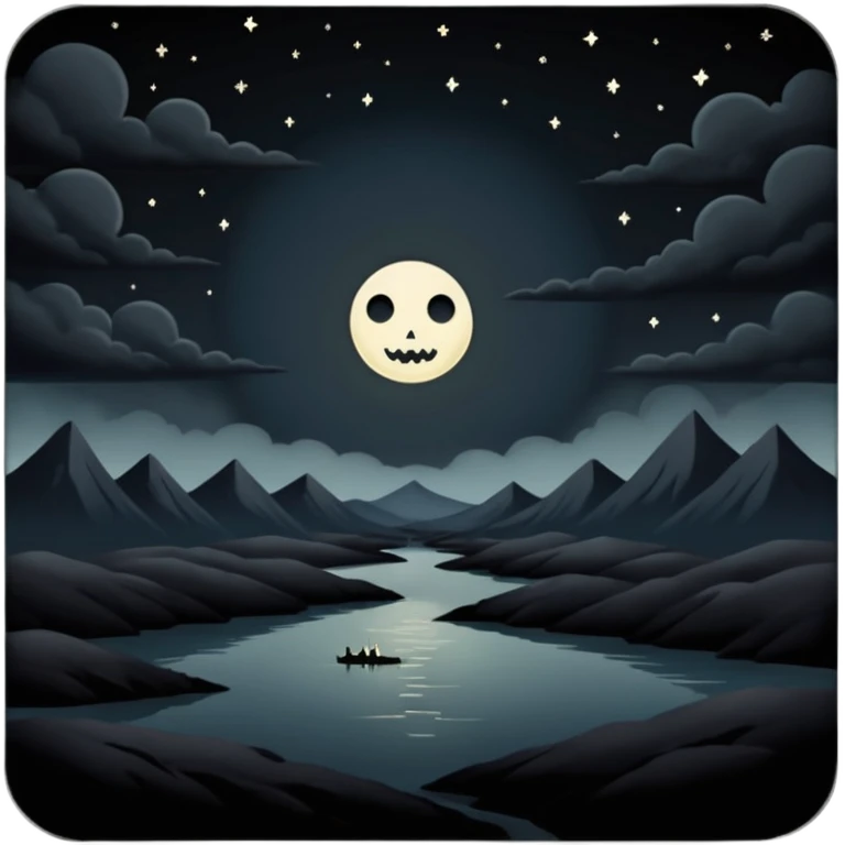 dark and eerie scene, the entire world covered in darkness. The sky is deep black with no stars or light, no moon, no glow just total void and silence. The atmosphere feels ominous and unsettling, as if darkness has swallowed everything. No characters, no visible light sources emoji