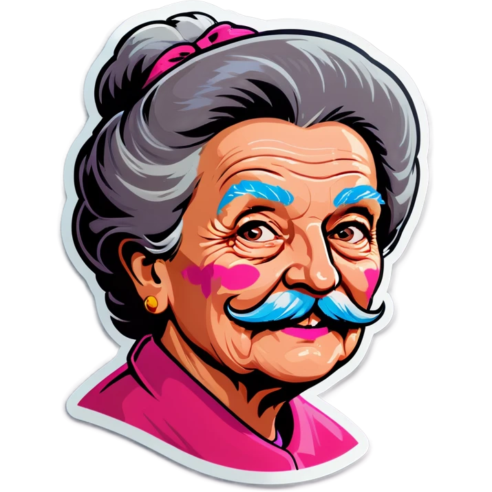 Old woman with pink mustaches emoji