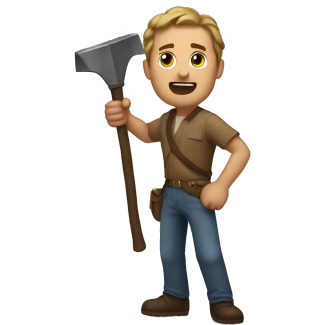 Steve playing with a pickaxe emoji