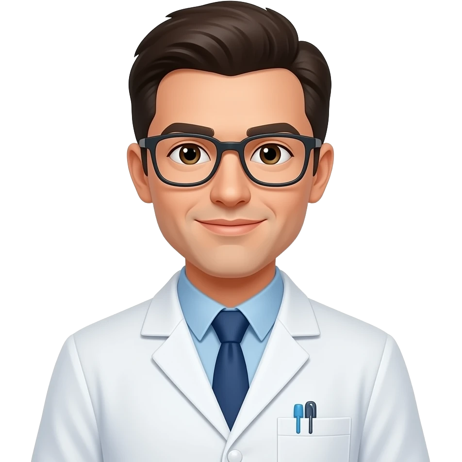 Scientist: Lab coat, thin glasses emoji