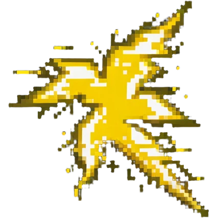 Speed power-up sprite, 64x64 pixels, bright yellow/gold lightning bolt symbol centered on tile, glowing effect, clean pixel edges, simple recognizable design that communicates "speed increase" emoji