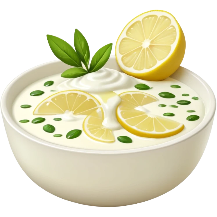yaourt avec du citron, des herbes, du miel et de l'huile d'olive emoji
