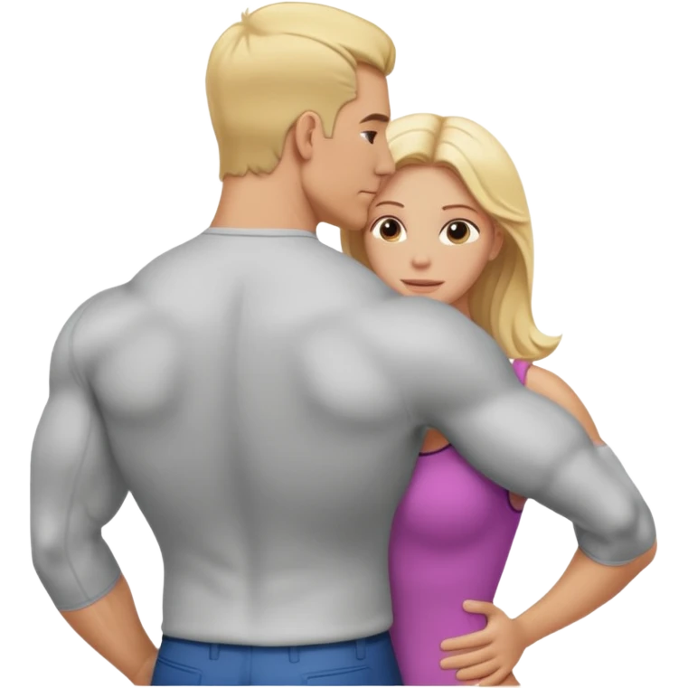 a white muscular man rubbing blonde white lady back emoji