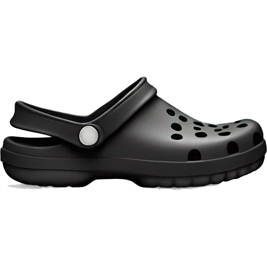 Realistic black pair of crocs shoes isolated.  emoji