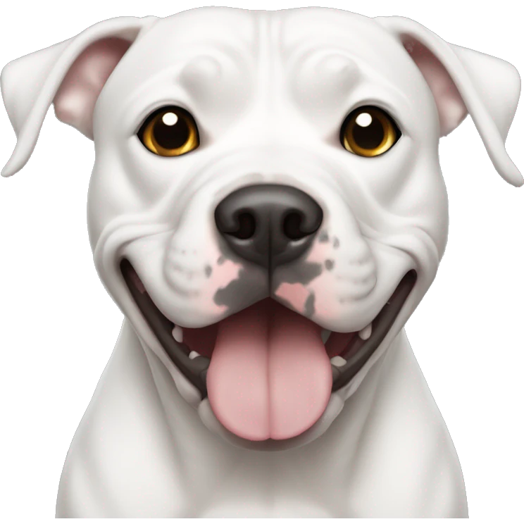 White pit bull with black spot emoji