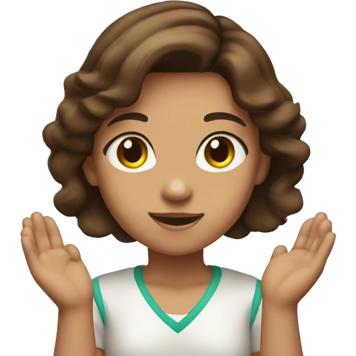 Girl with medium brown hair and brown eyes and tan skin  Clapping  emoji
