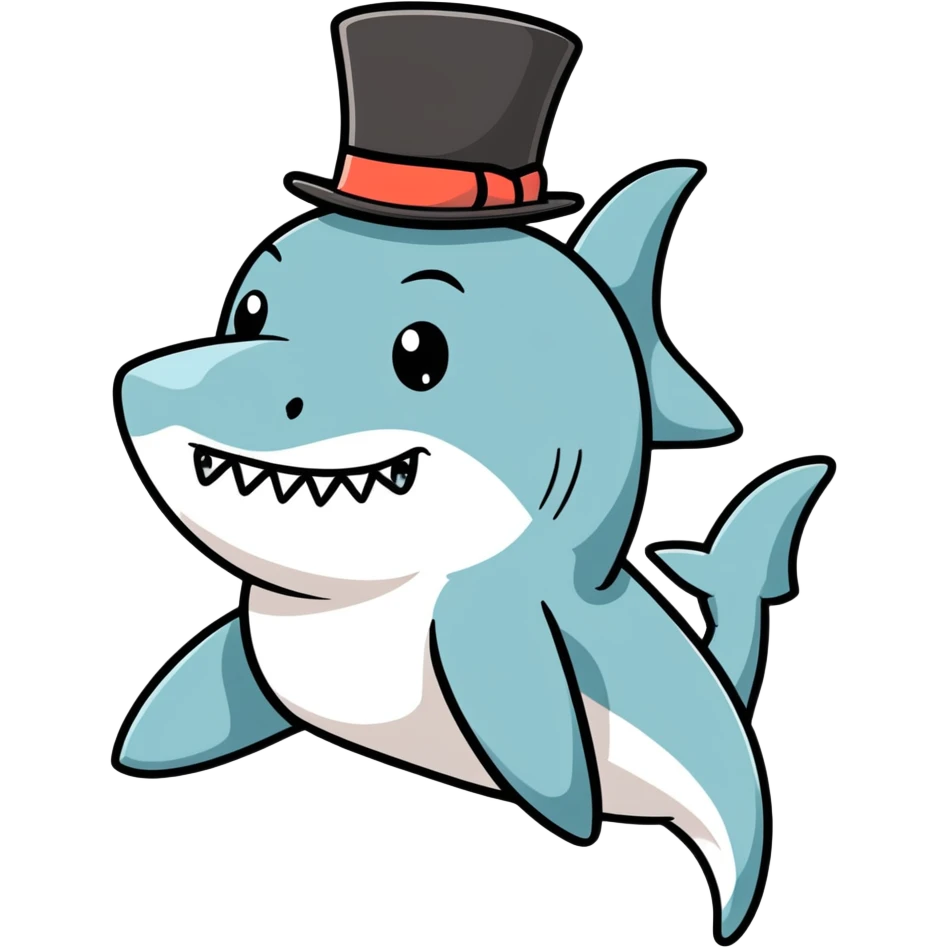 Shark with a top hat emoji