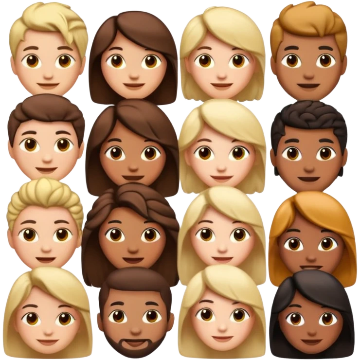 a large group of diverse people, emoji style emoji
