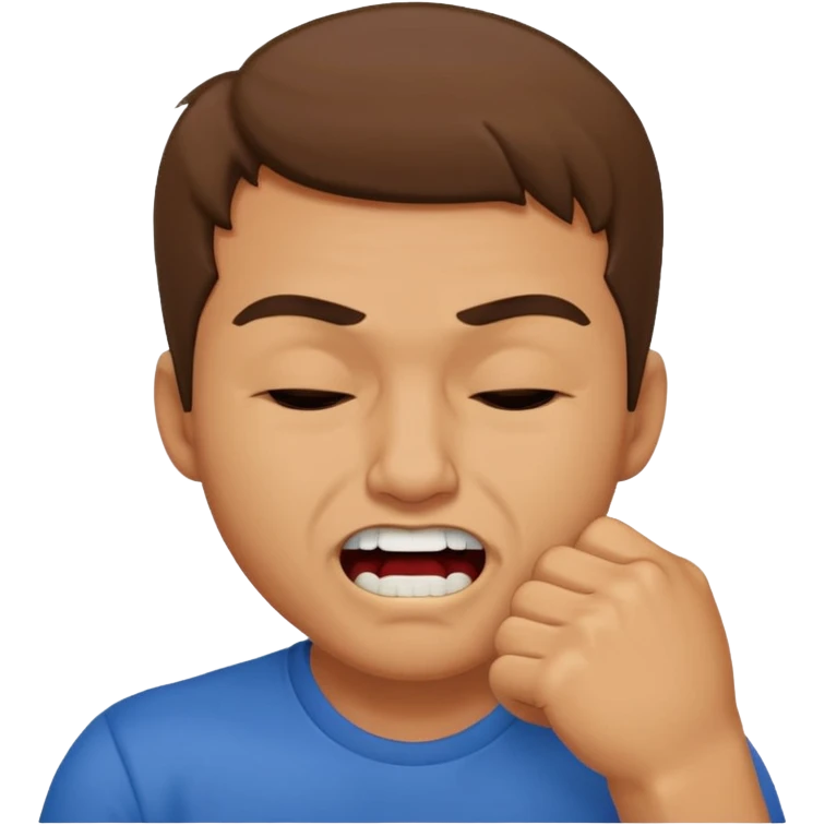 Guy biting his fist with teeth and squeezing his eyes shut  emoji