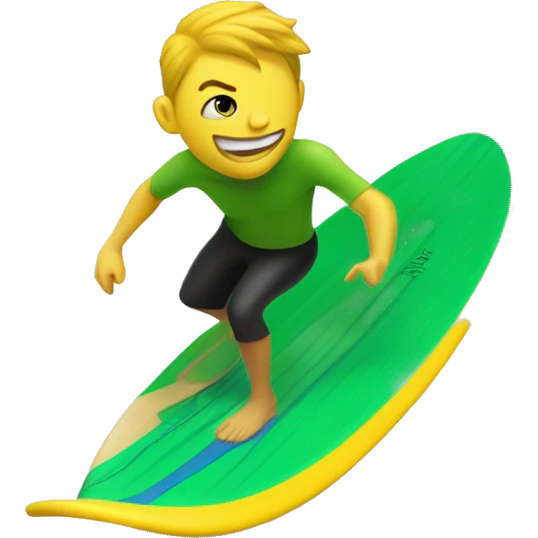Un magicien sur une planche de surf jaune et verte emoji