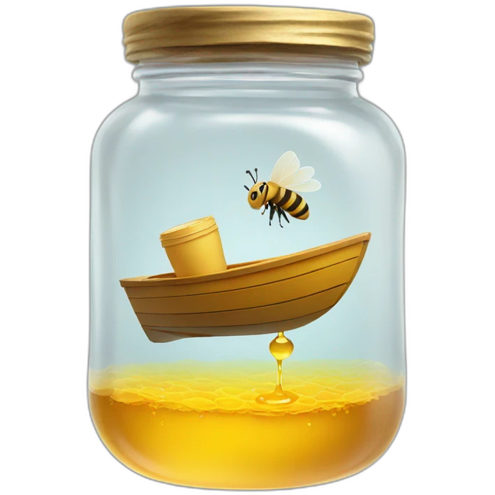 a boat floating in a jar of honey emoji